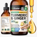 BIO KRAUTER ® Turmeric and Ginger Supplement - Pure Vegan Liquid Turmeric & Ginger Tincture with Pepper 4 Fl.Oz 56 Days of Supply - Curcumin Drops for Joint Support, Antioksydant & Immune Support