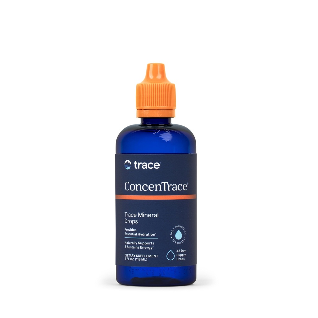 Ślady minerałów ConcenTrace Ślady mineralne Dropy - Płynny suplement do kości i wspólnego wsparcia - Pomoc Hydration & Przywracanie elektrolitów - Unflavored- Original, 4 fl oz (48 Sług)