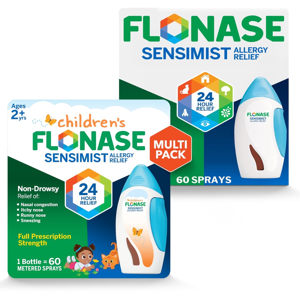 Flonaza Sensimist Ulga alergiczna Nasal Spray dla dorosłych i dzieci - 120 Rozpylacze Razem (2 Butelki 60 Rozpylaczy Każdy)