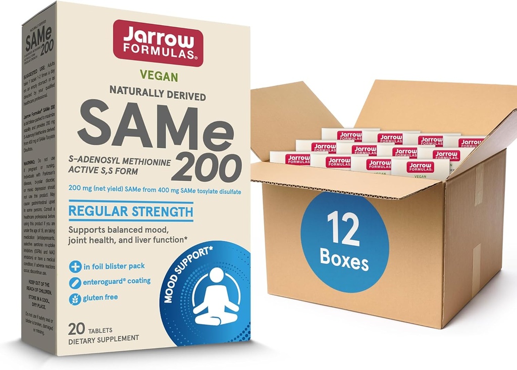 Jarrow Figuas Same 200 mg, wspomaga wspólne zdrowie, czynność wątroby, metabolizm mózgu, 20 tabletek, do 20 Day Supply (Opakowanie po 12)