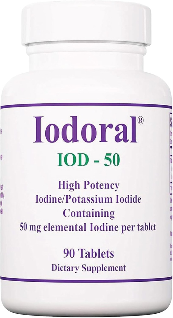 Optimox Iodoral suplement 50 mg - tabletki z jodem potasu, suplementy jodu o dużej mocy, wsparcie dla tarczycy, witaminy i minerały - 90