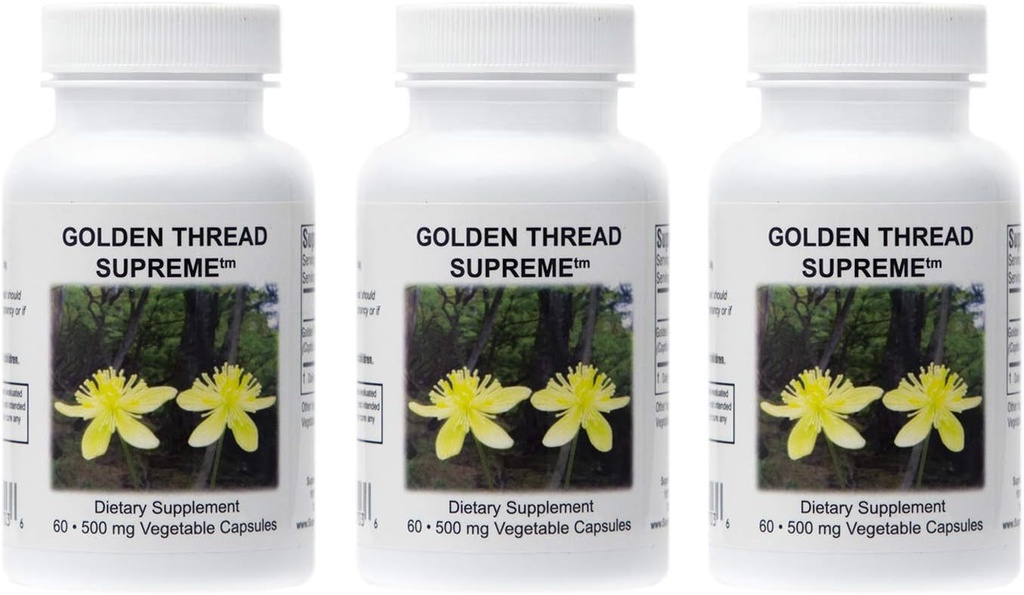 Supreme Nutrition Golden Thread Supreme, 60 Pure Coptis Chinensis Vegetarian Kapsułki 124; Trzy opakowania