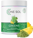 One Sol Zielone, Super Zielone Proszek do zmniejszenia Bloating & Poprawić Gut Zdrowie, Superfood Świeże Bloom Organic Zielonych Mieszanka Sok & Smoothie Mix, Pre & Probiotyczne z Enzymy Digestive, Wegan & Soy Free