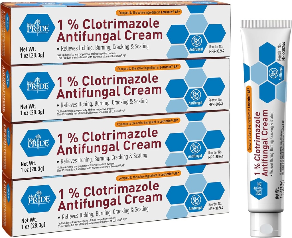 MED Klotrimazol Klotrimazol krem przeciwgrzybiczy 1 Procent traktuje Athlete 's Foot Jock Itch Ringworm łagodzi swędzenie Pieczenie skóry Leczenie dla dziecka 4 Pack