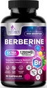 Berberine HCL 1200mg Suplement - Berberine HCI Kapsułki Wysoka Absorpcja Suplement do Zdrowia Serca & Wsparcie immunologiczne, Wysoka Siła, Bez glutenu, Wegańskie, Nie-GMO Tabletki - 60 Kapsułki