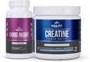 Good Night Natural Sleep Aid (60 Kapsułek) & Mikronizowany Monohydrat Creatine Powder (150g) Bundle - Natural Sleep Support with Melatonin, Ashwagandha & L- Theanine, Plus Pure Vegan Creatine for Enhance