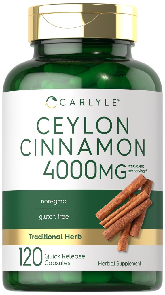 Carlyle Ceylon Cynamon Kapsułki 4000 mg 124; 120 Hrabia 124; Non- GMO & gluten