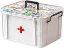 Pudełko do przechowywania leków, Pill Bottle Organizer, Podwójny skład, przezroczysty, duża pojemność, biały