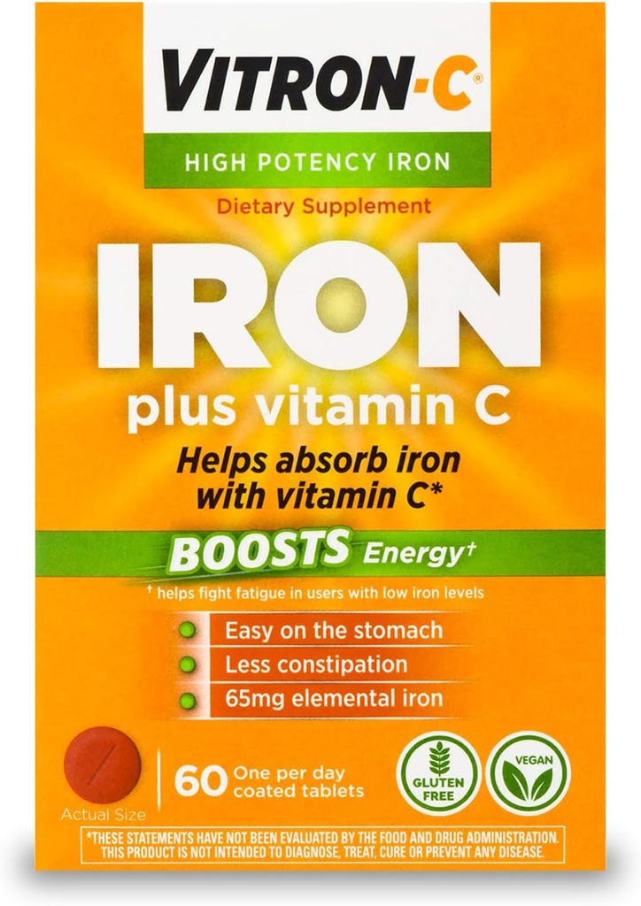 Vitron- C Wysoka potencja suplement żelaza z 125 mg witaminy C, 60