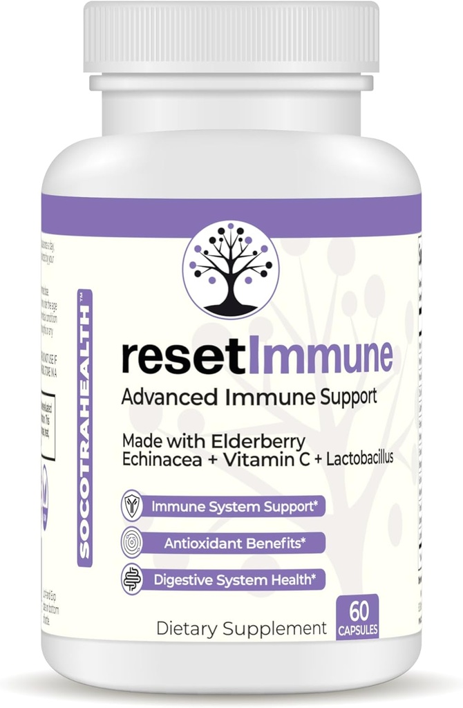 ResetImmune - Advanced Immune Support - z Elderberry, Echinacea, Witamina C, Lactobacillus - 60 Kapsułek wegańskich
