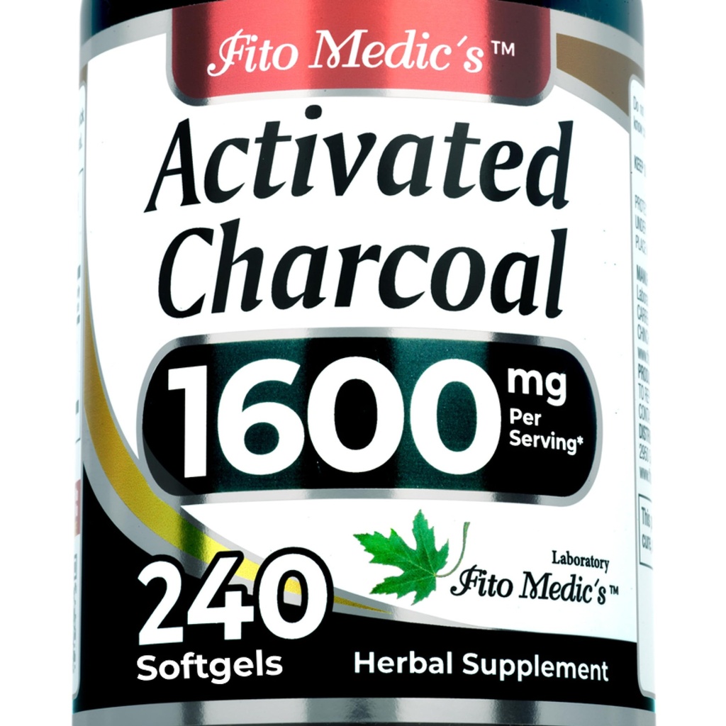 FITO MEDIC 's Lab OB 124; Activated Charcoal Pills OF 124; 1600 mg per Serving OF 124; 240 Caps OF 124; Activated Charcoal OF 124; Charcoal Capsules OF 124; Charcoal Pills OF 124; Ultra high Absorption, s.