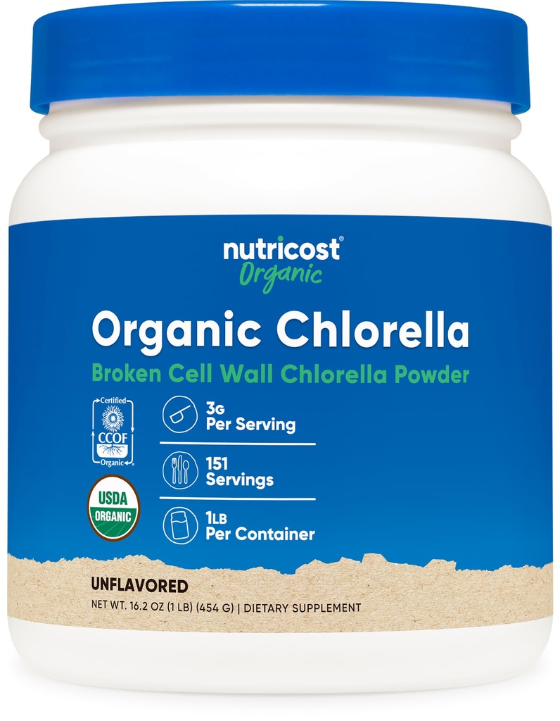 Nutricost Organic Chlorella Powder 16oz (1LB) - 3g Na Podawanie