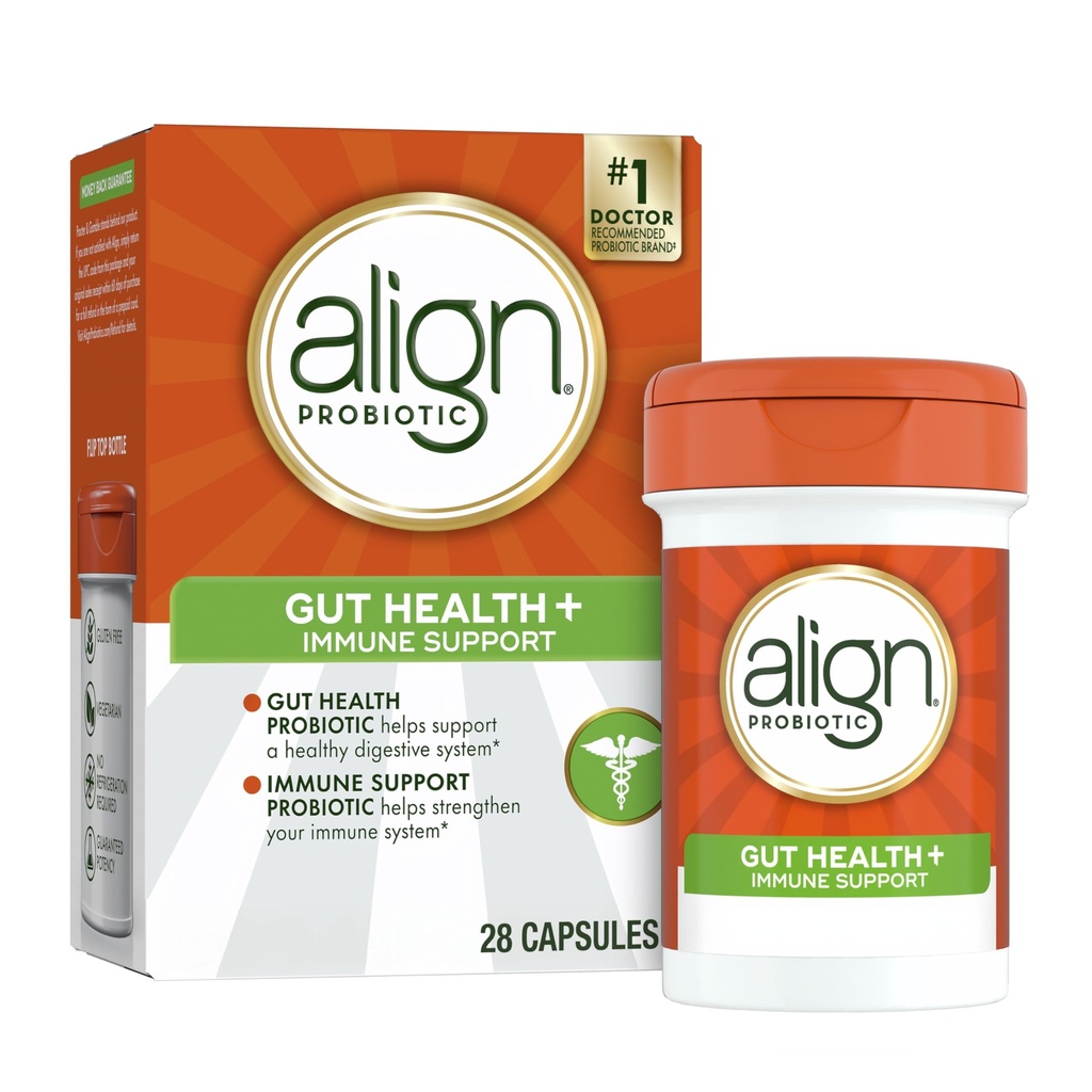 Align Probiotic, Gut Health + Immune Support Probiotic, Probiotics for Women and Men, Probiotics for Digestive Health and Immune Health, # 1 Doctor Recommended Brand ‡, 28 kapsułki