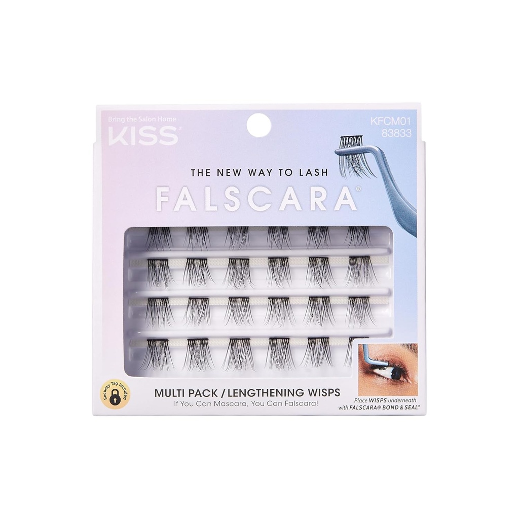 KISS Falscara DIY Eyelash Rozszerzenie soczewki - Featherlight Synthetic Reuseable sztuczne powieki Opakowanie zbiorcze z 24 Mini Lash Clusters dla tego Autentyczny Eyelash Rozszerzenie wygląd
