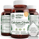 Naturalny Nutra Wapnia Citrate z witaminą D3, Suplement dla Kość Siła, Promotes Muscle Movements & Zrobione Zdrowie, Boost Heart Health, Wzmocnienie gęstości kości, Idealny dla aktywnych seniorów, 120 Tabletki