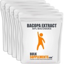 BulkSupplements.com Bacopa Extract Powder - Bacopa Monnieri Supplement, Bacopa Powder - Bacopa Supplements, Vegan & Gluten Free, 500mg na jedną porcję, 5kg (11 funtów) (opakowanie po 5 sztuk)