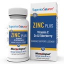 Superior Source Zinc Plus - Suplement do wsparcia zdrowia układu immunologicznego - Witamina C, Elderberry i Witamina D3- 90 Instant Disolve Tablets