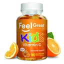 Kids Vitamin C Gummies Chewable for Immune Defense | Plant-Based, Gluten Free | Vegan | 250 mg per Serving | 90 Gummies | Vitamins for Kids by Feel Great Vitamin Co.