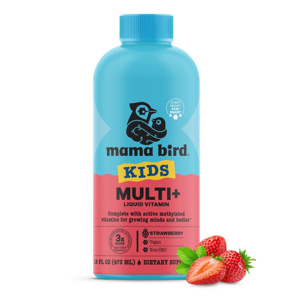 Best Nest Wellness Kids Liquid Multivitamin: Methylled Vitamin, Whole Food, Vegan, B12, Gluten- Free, Non-GMO Methylfolate Codzienne Witaminy płynne dla dzieci z wsparcia immunologicznego -Strawberry Flavor, 16oz