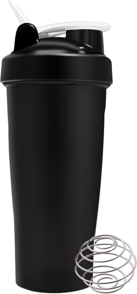 Butelka do shakera proteinowego do siłowni - Wstępny trening protein shaker Cup 20 Fl oz, zmywarka do naczyń sejf, BPA i Phthalate wolny shaker butelka mikser, siłownia shaker do shake protein - czarny lub biały (kolor losowy)