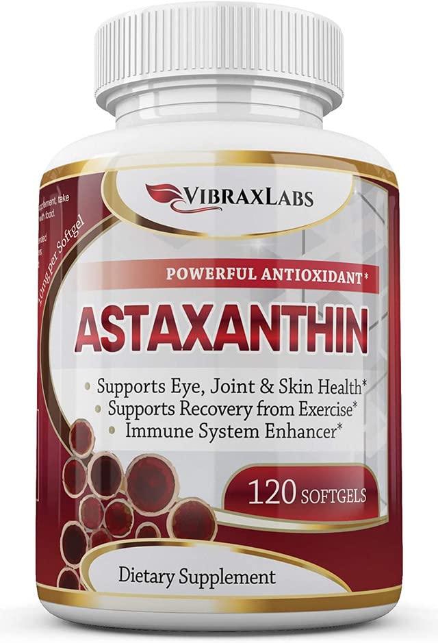 Astaksantyna 10mg Suplement / Najlepszy Czysty przeciwutleniacz z mikroalg, Pomaga pielęgnacji skóry i oczu, Arthritic Joints, Zdrowe starzenia, Energy Boosting, 120 Softgels Non-GMO - Premium suplementy astaksantyny