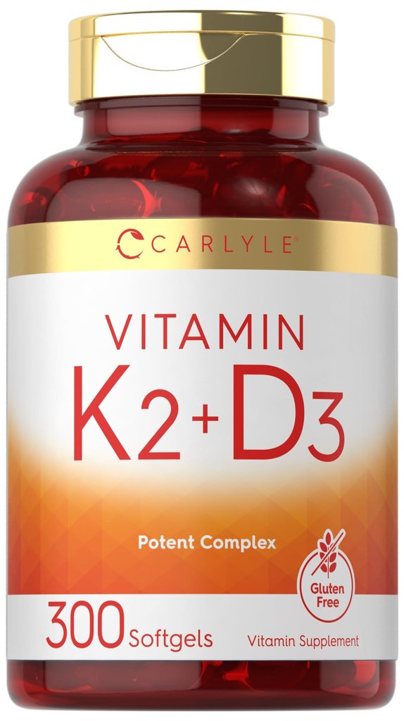 Carlyle Witamina K2 D3 Suplement D3 124; 300 Softgels Description 124; 200mcg K2 MK7 & 10.000 IU D3 Description 124; Non- GMO, Gluten Free
