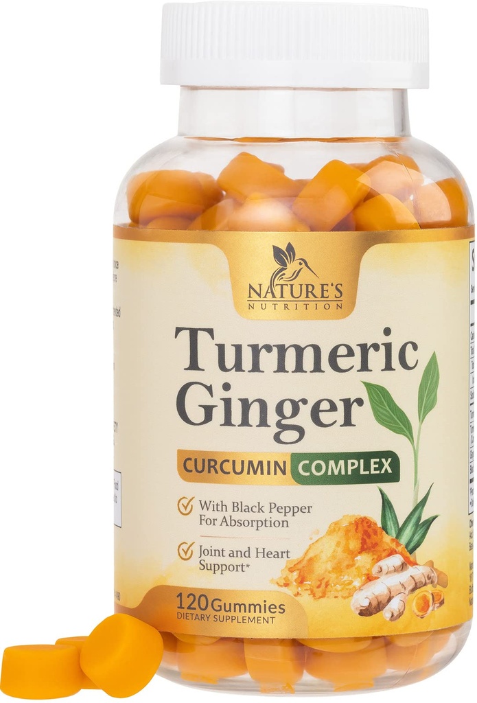 Kurkumina Kurkumina Suplement Gummies - 95% Kurkuminoidy z Turmeric & Ginger, Czarny pieprz dla najlepszej absorpcji, Wegańskie wsparcie, Non-GMO, Gluten Free, Smaczne brzoskwinie Flavor - 120 Gummies