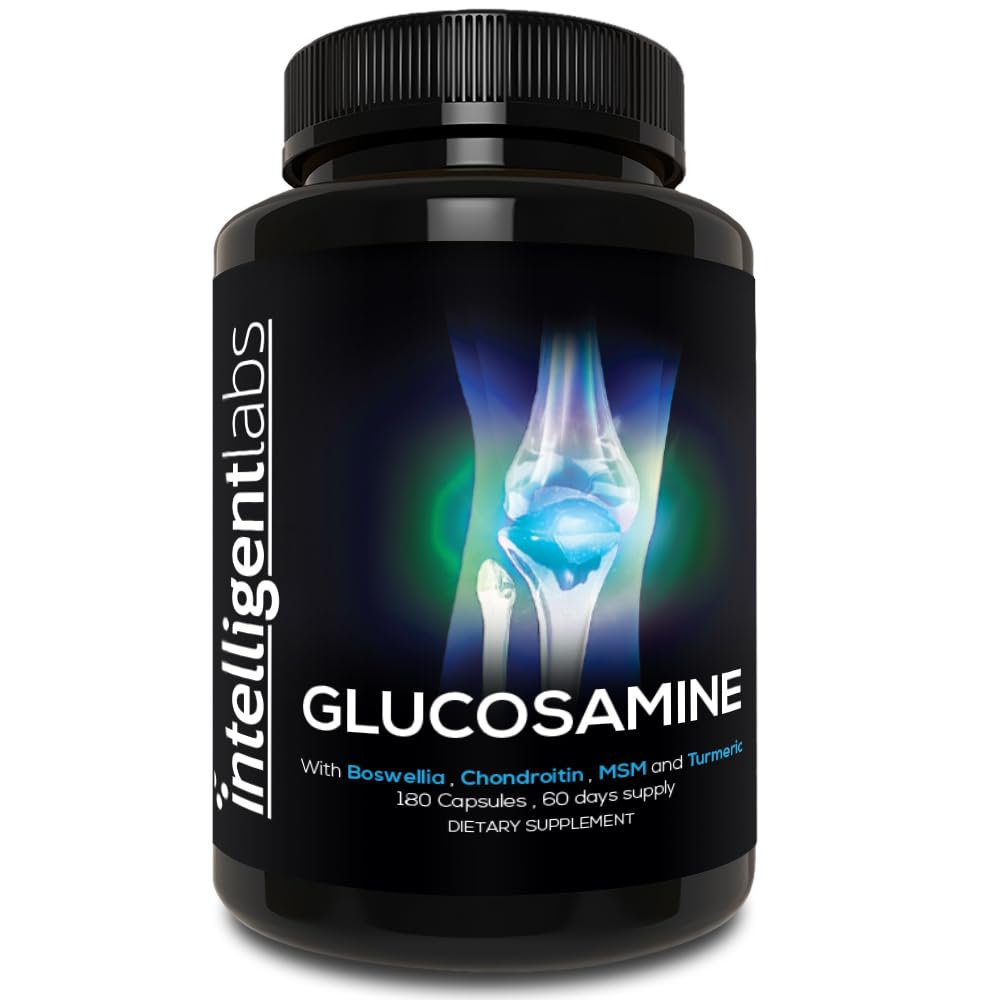 Intelligent Labs Glukozamina i Chondroitin High Strength Complex z MSM 124; 180 Kapsułki 124; System immunologiczny Support 124; z Turmeric, Boswellia i Quercetin Joint Care Supplements