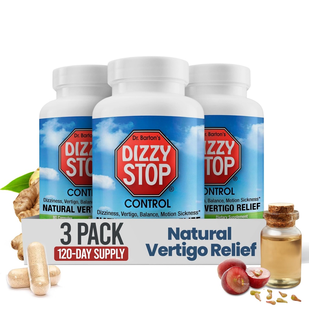 Vertigo Relief Product & Non-Drowsy Motion Choroby pigułki: Nudności i zawroty głowy, Ginger & Grape Seed Formuła, Wewnętrzny Równowaga ucha, Samochód, Cruise & Travel Essential, Wsparcie stomach (80 Count - Pack of 3)