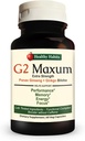 Zdrowe siedliska G2 Maxum Extra Siła Panax Ginseng Plus Ginkgo Biloba Mieszane do wsparcia energii i funkcji kognitywnej 60 Kapsułki Veg na butelkę
