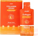 Zooki Super Siła Kolagen Marine Liquid Sachets 11,000mg - Wielki smak, cukier wolny - Najwyższa Siła Marine Kolagen Suplementy dla kobiet i mężczyzn - Skóra, Łączniki i włosy (Mango Peach, 14 Sług)