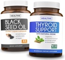 Tyroid Support & Black Seed Oil (1- Month Supply) Black Seed Thyroid Boost - Thyroid Support (60 Capsules) Health Supplement & Black Seed Oil (60 Capsules) Cold- Pressed Nigella Sativa - Non-GMO