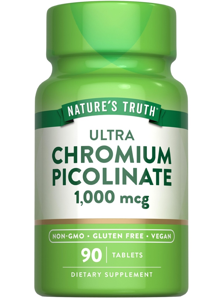 Nature 's Truth Ultra Chrom Pikolinate 1000mcg Budapest 124; 90 Tablets Budapest 124; Vegan, Non-GMO & Gluten
