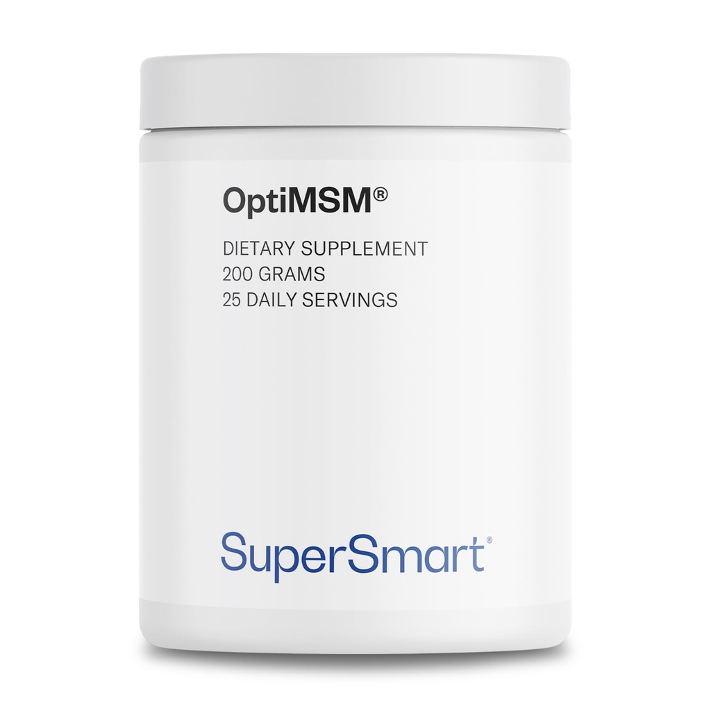 Supersmart OptiMSM (Formuła Opatentowana i Wysoka Czystość) - Methyl- Sulfonyl- Methane MSM Suplement do proszku ESTR124; Wegan & Gluten Free - 200 g