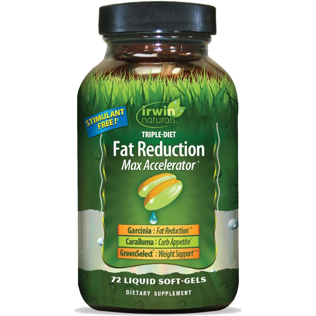 Irwin Naturals Triple- Dieta Redukcja tłuszczu Max Akcelerator - Wspomaga zdrowe zarządzanie wagą - 72 Płynne Soft- żele