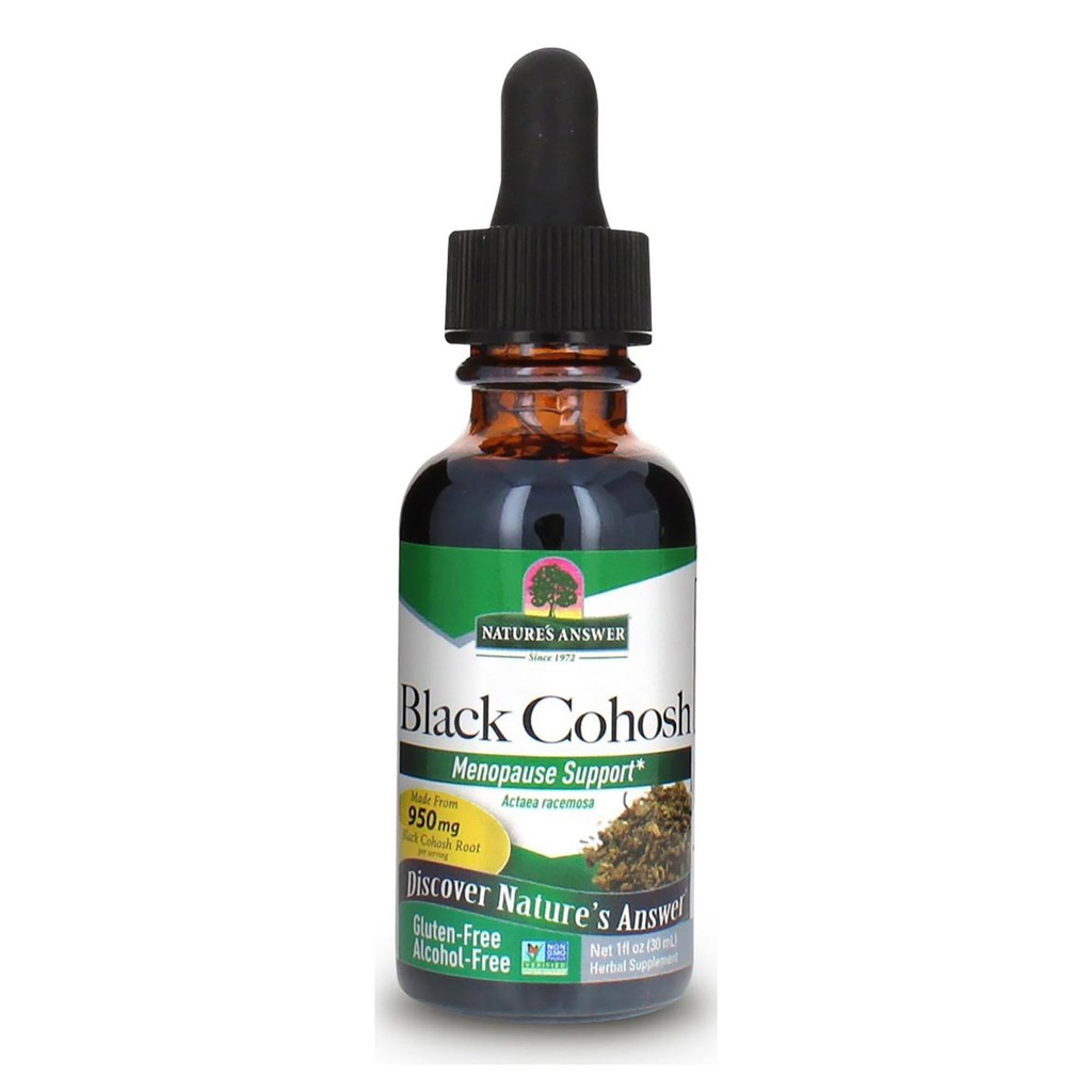 Natural 's Response Organic Alcohol Free Black Cohosh Extract 1 unce for Menopauza Support - Kosher, Gluten- Free Menopauza Hot Flash - Suplementy dla kobiet, USA Made