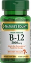 Nature 's Bounty Witamina B12, Wspiera metabolizm energii i zdrowie układu nerwowego, 5000mcg, 40 Szybko rozpuszczalne tabletki
