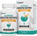 Orgabay Digestive Enzymes 1000mg z Postbiotykami, 20 Enzym Mieszanka do rozkwitu, Optymalna trawienie i funkcji Gut, 60 Kapsułki wegetariańskie