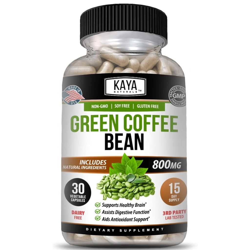 Kaya Naturals Green Coffee Bean Extract - Non-GMO, Gluten- Free Supplement (30 Count (Pack of 1))