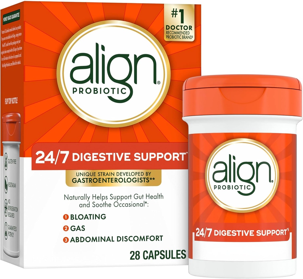 Align Probiotyki, Suplement Probiotyczny do Daily Digestive Health, 28 kapsułek, # 1 Zalecane Probiotyczne przez Gastroenterologów (Opakowania May Vary)