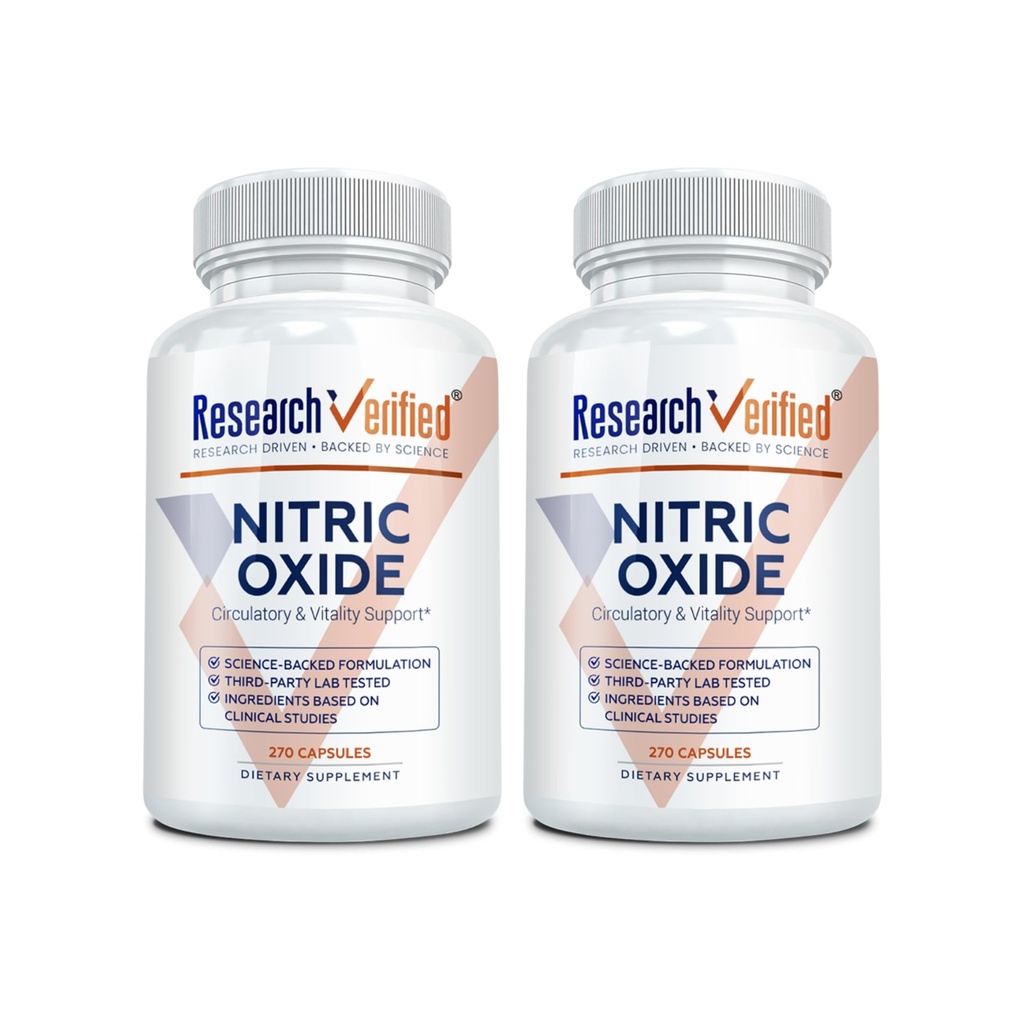 Badania zweryfikowany tlenek azotu - z L-arginina i L-cytrulina - Premium Muscle Building Nitric Oxide Booster - 270 Count - 2 butelki