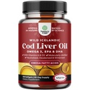 Islandzki Wild Caught Liver Oil Softgels - Fish Omega 3, EPA, DHA, Witamina D & A, 1000mg per serving - Burpless Capsules for Heart, Joint, Brain & Immune Support - 100 Count