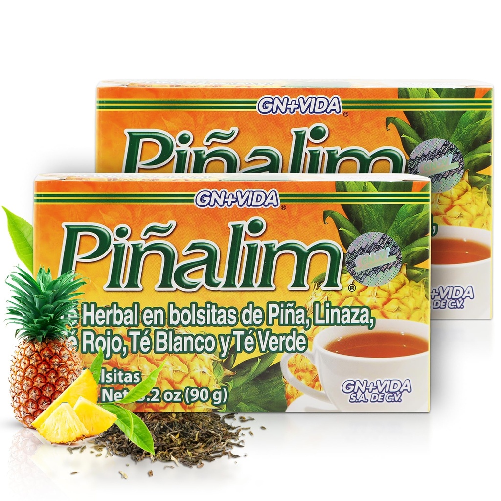 GN + Vida Pinalim Herbata 124; Detox Herbata 124; Ananas Herbata na bazie zawierający czerwona herbata, Zielona herbata, Biała herbata i Senna Leaf 124; Termogeniczne skutki 124; Twin Pack (2 x 30 Torby herbaty)