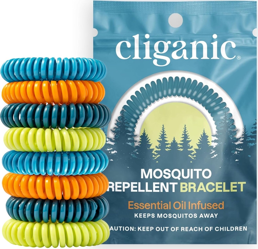 Cliganic 20 Pack Mosquito Repelent Bransoletki dla dorosłych i dzieci - Naturalne zestawy bez DEET-, indywidualnie zapakowane