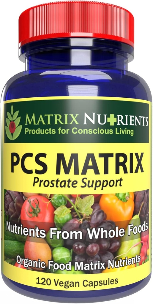 PCS Matrix - Dolne poziomy PSA dla zdrowej prostaty - 100% naturalnych składników: Saw Palmetto, Rabdosia, Scute, Plantago Focium, Chrysantaomum, Ganoderma, Lotus Seed - Kapsułki wegańskie (120ct)