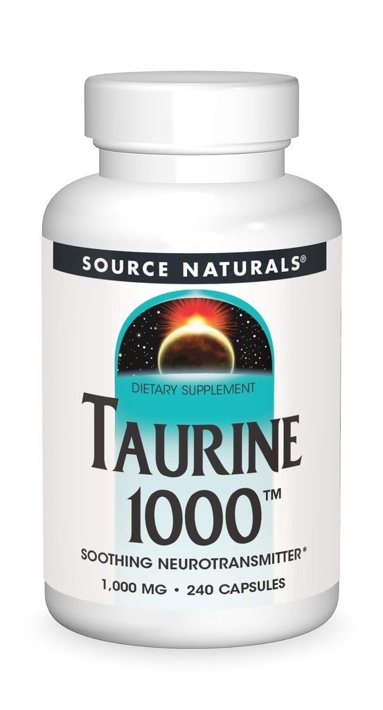 Źródło Naturals Tauryna, Kojąca Neuroprzekaźnik *, 1000mg - 240 Kapsułki