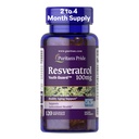 Puritan Pride Premium Resveratrol Youth Guard ™ 100mg, Suplement diety dla układu immunologicznego, Przeciwutleniacz, Metabolizm cukru, Przepływ krwi i Wspomaganie funkcji naczyniowych, 120 Softgels szybkiego wydania