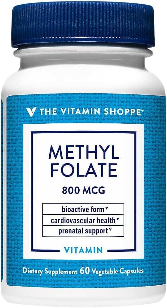 Metylfolan witaminy Shoppe dla zdrowia kobiet - wsparcie prenatalne i rozwój dziecka - 800 MCG (60 kapsułek roślinnych)
