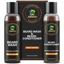 XIKEZAN Beard Wash & Beard Conditioner Natural Softener Set w / Argan & Jojoba Oil Smooths & Wzmocnia Boże Narodzenie Stocking Stuffers Ojciec Day prezenty dla mężczyzn jego tata chłopak mąż